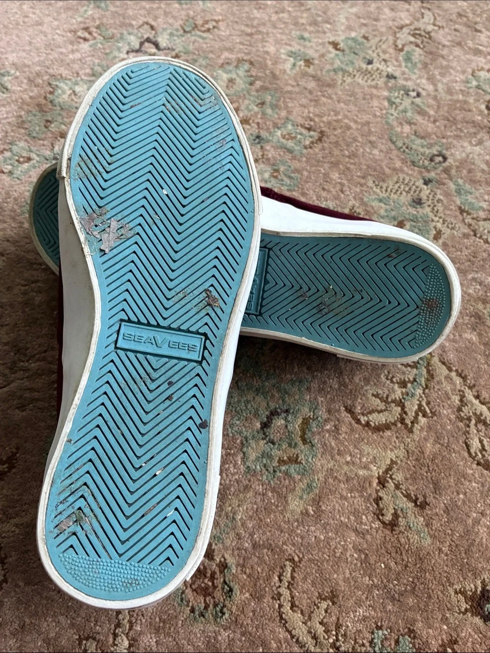 SeaVees for J.Crew Legend Sneakers Burgundy Velvet 7